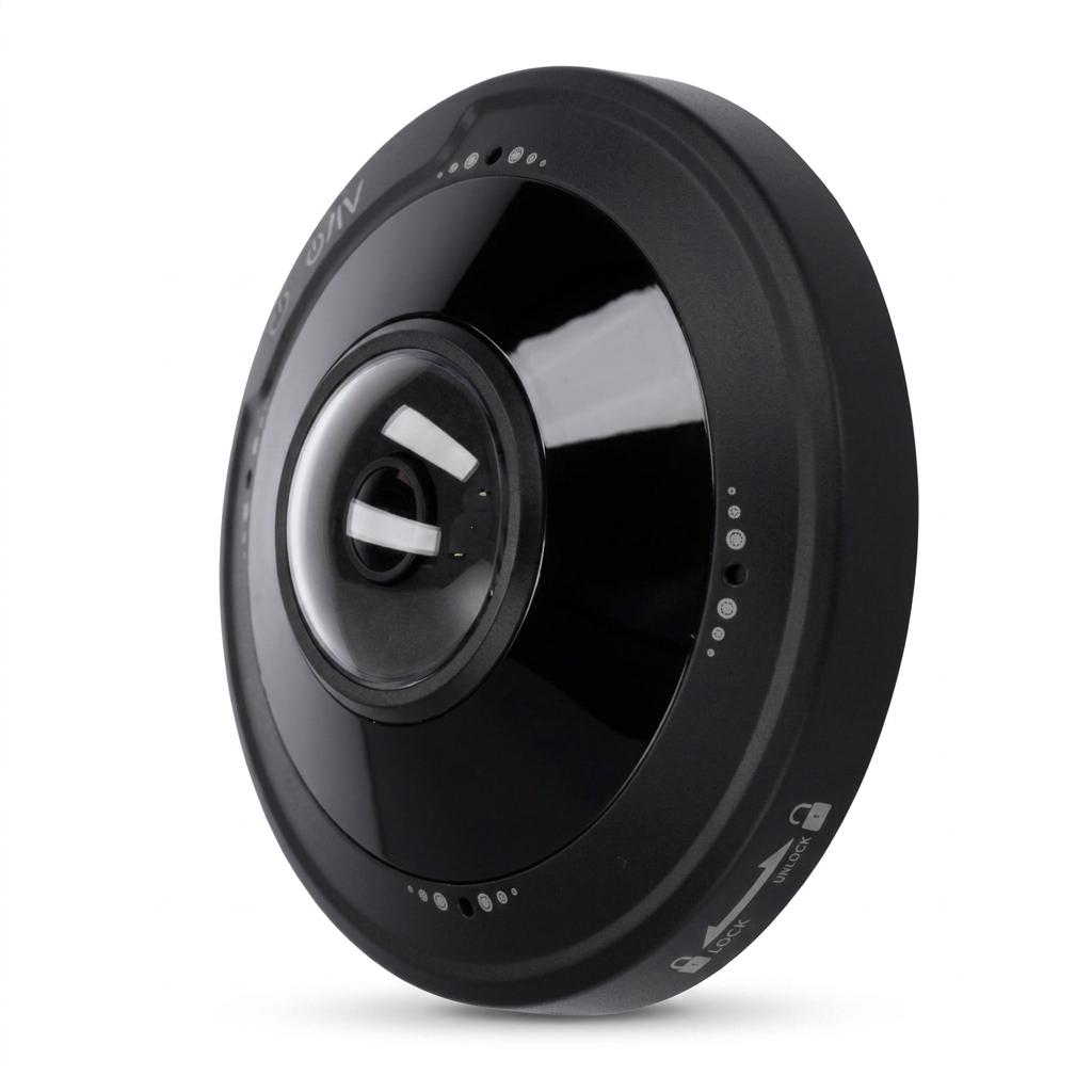 Caméra IP fisheye, intérieur, 5 MP, vision 360°, infrarouge 10m, Noir