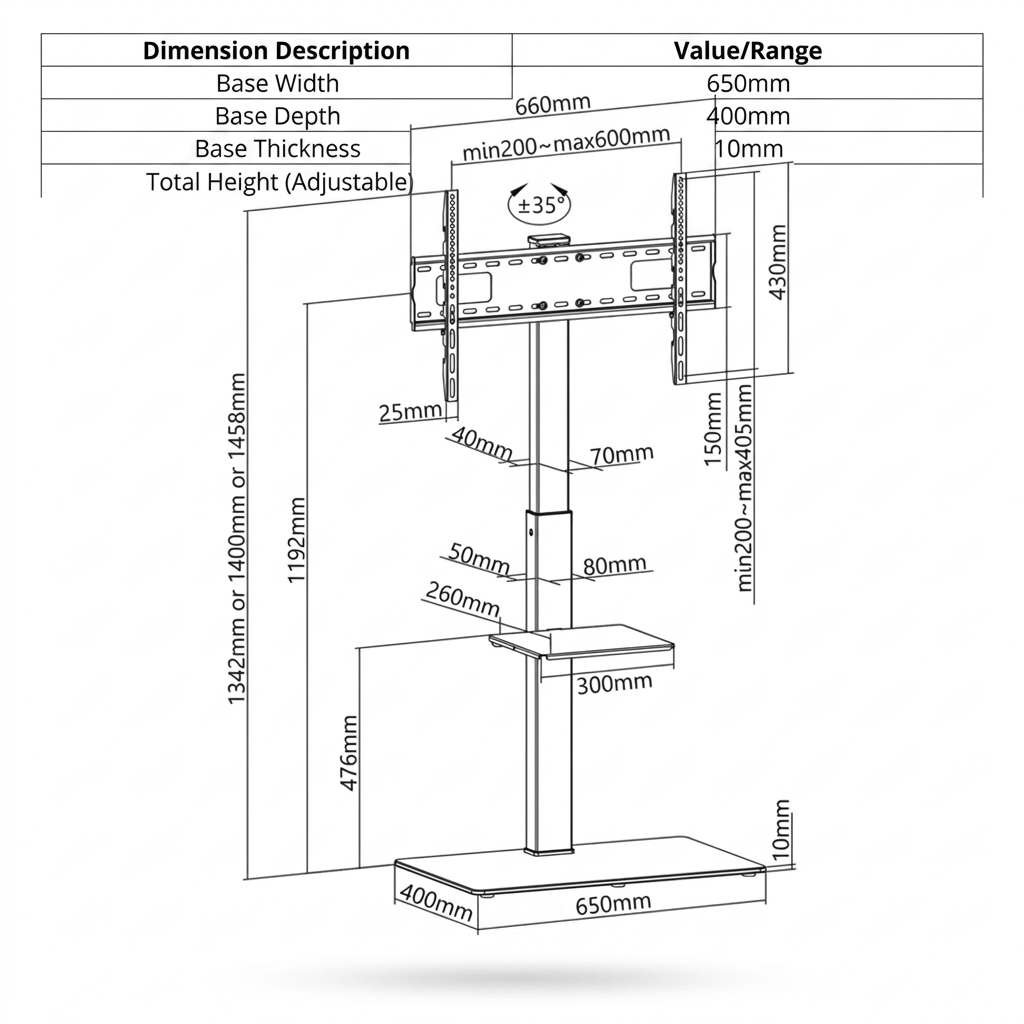 Support de moniteur professionnel pour installation de sécurité