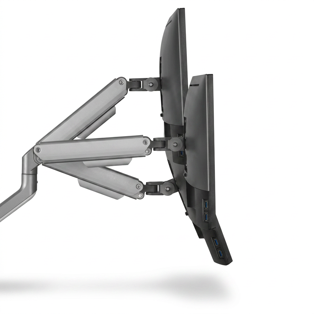 Support moniteur de bureau, intérieur, bras articulé silver