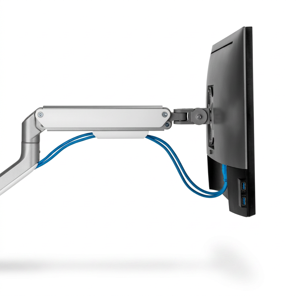 Support moniteur de bureau, intérieur, bras articulé silver