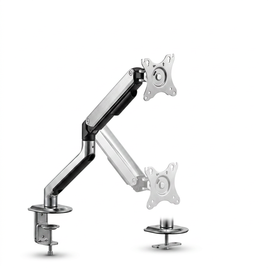 Support moniteur de bureau, intérieur, bras articulé silver