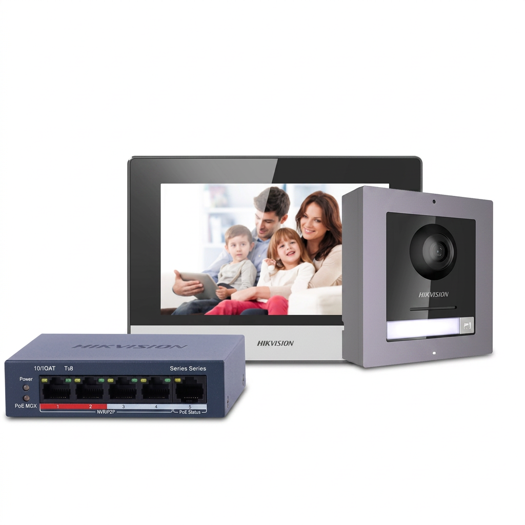 Kit visiophone IP, intérieur-extérieur, écran 7 pouces, 2 Mpx
