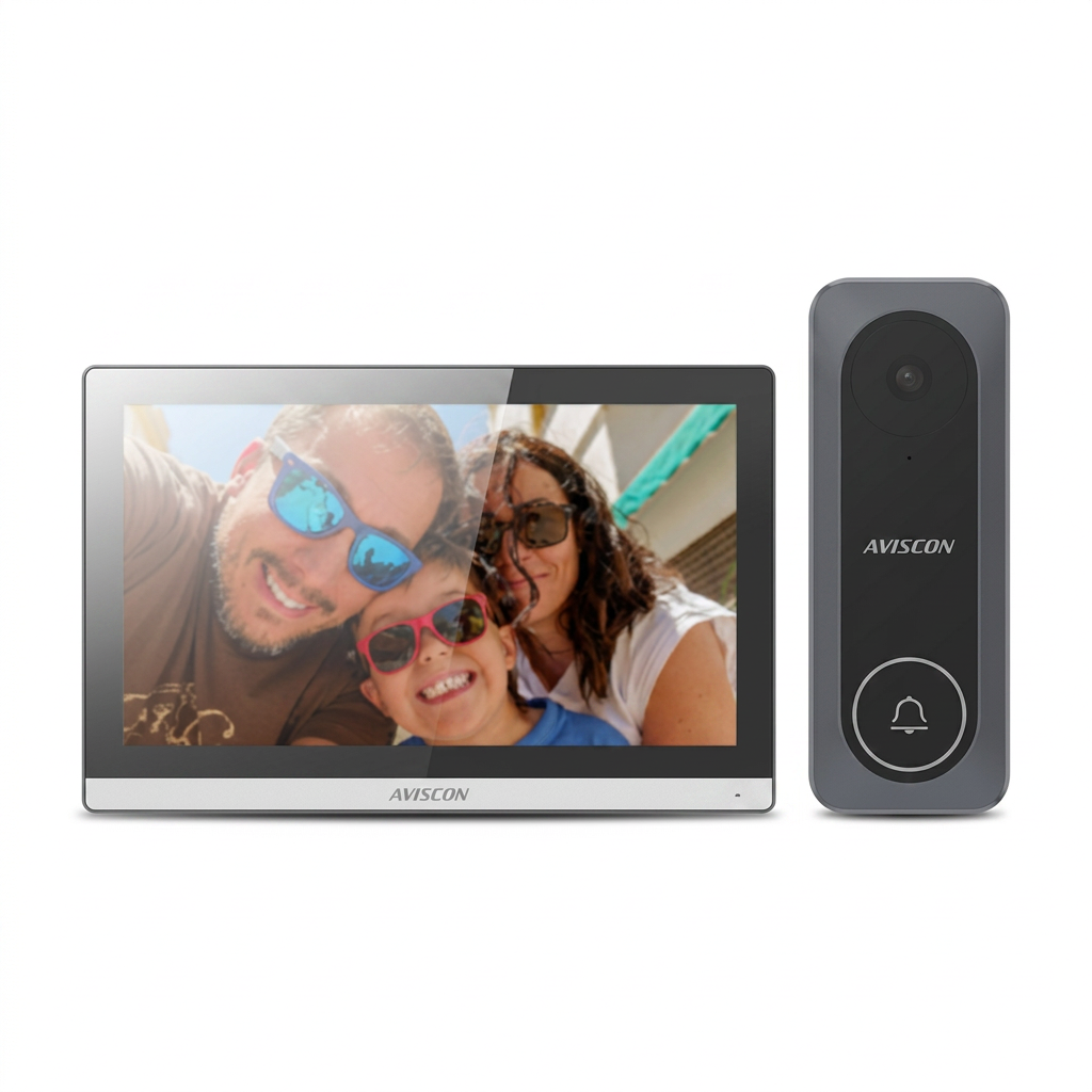 Kit visiophone, intérieur-extérieur, écran 7 pouces WiFi, 4 fils
