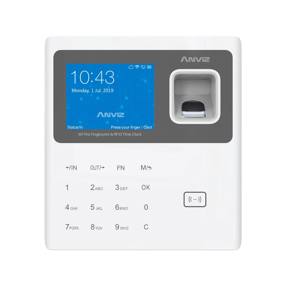 Terminal autonome de contrôle d'accès et de présence (pointeuse), intérieur, biométrie et carte EM, WiFi
