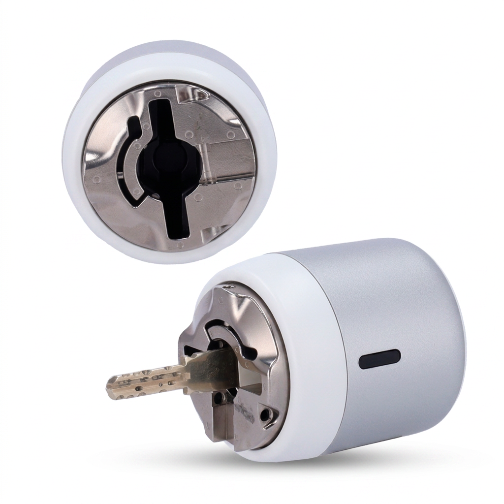 Serrure intelligente, intérieur, Bluetooth, cylindre européen, argent